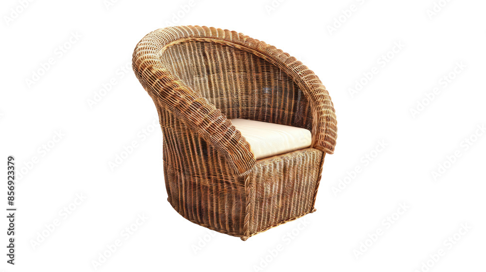 Obraz premium Wicker chair isolated on transparent background