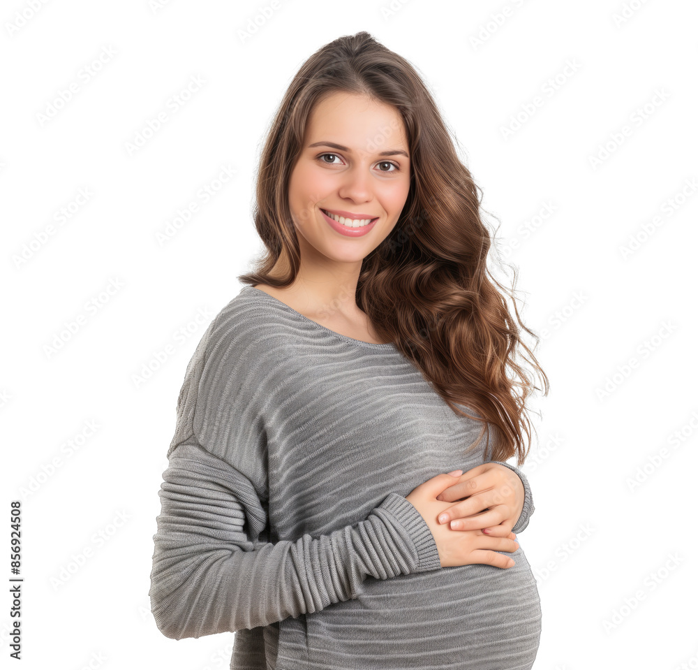 Pregnant happy woman on transparent background Pregnant happy woman on transparent background