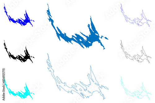 Lake of Spednic (Canada, United States, North America, us, part of the Chiputneticook Lakes) map vector illustration, scribble sketch Palfrey, Spednik or Spednick Lake map
