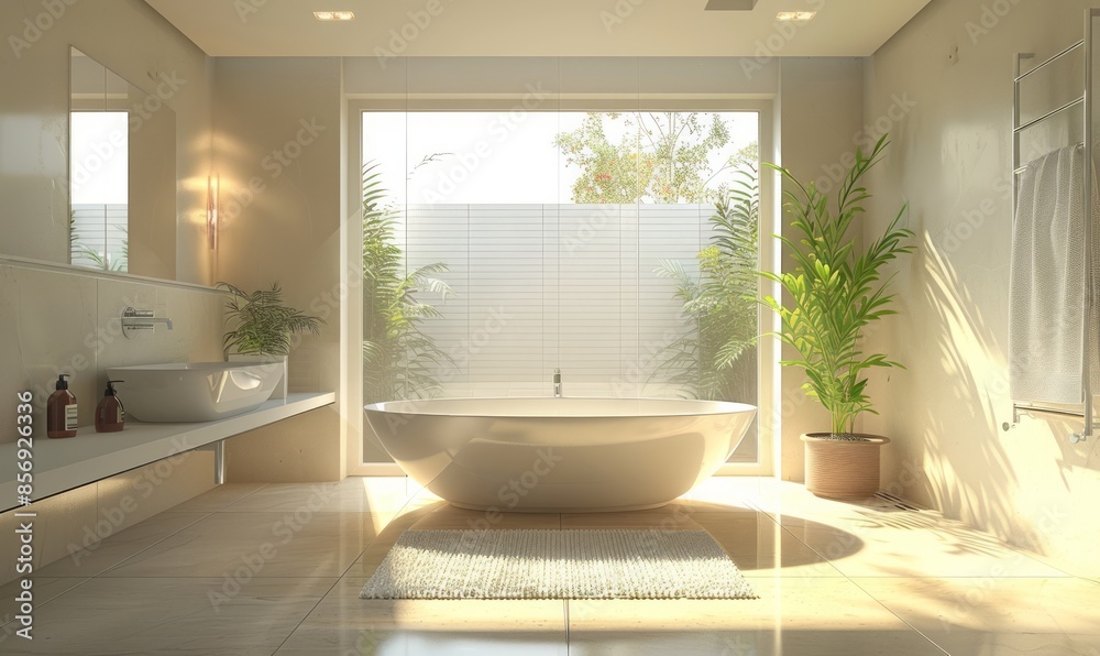 Modern bathroom with an empty towel rack Modern bathroom with an empty towel rack