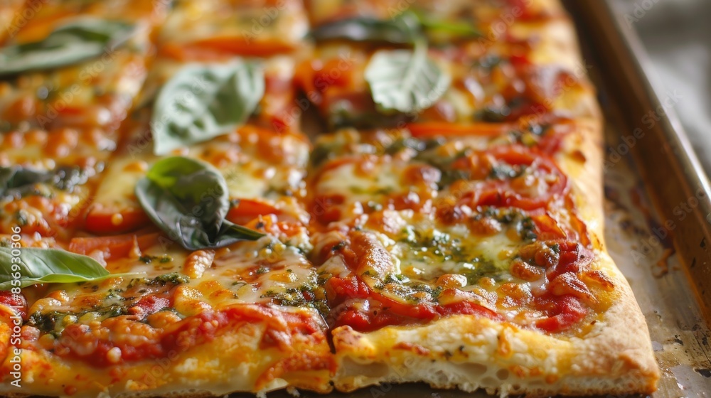 Fresh homemade pizza with basil and melted cheese Fresh homemade pizza with basil and melted cheese