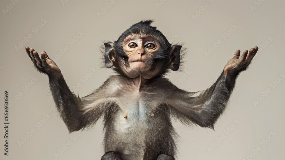 Playful and Happy Monkey Portrait Isolated on Neutral Background - Perfect for Creative Projects Playful and Happy Monkey Portrait Isolated on Neutral Background - Perfect for Creative Projects