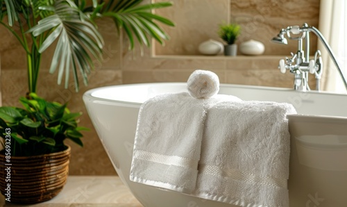 Elegant bathroom with a blank towel holder