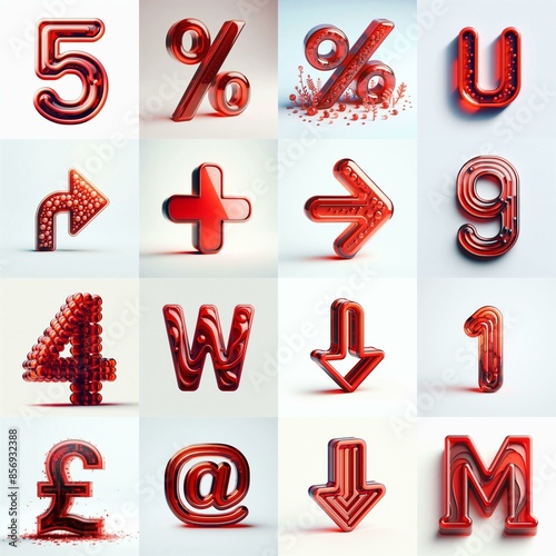 Red transparent glass 3D Lettering Typeface. AI generated illustration