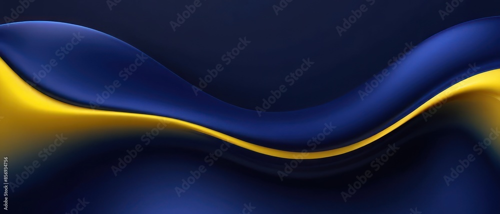 Fototapeta premium abstract navy blue and yellow flowing background illustration