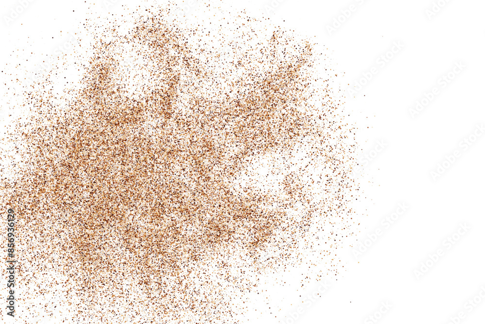 Sand Abstract Backdrop. Coffee Color Texture Isolated on White Background. Chocolate Color Pattern. Brown Shades Confetti. Vector Illustration, EPS 10.