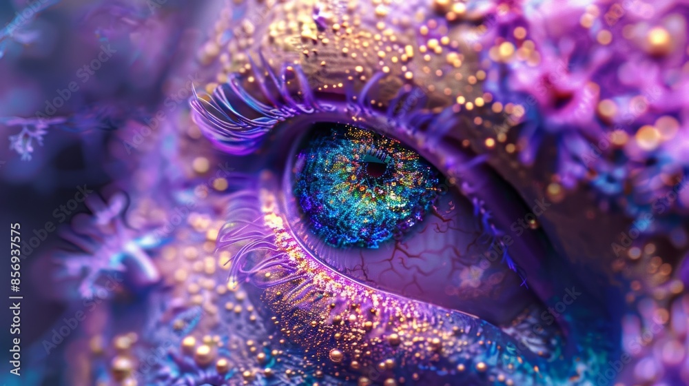 Sparkling fractal patterns on a fantasy eye close-up Sparkling fractal patterns on a fantasy eye close-up