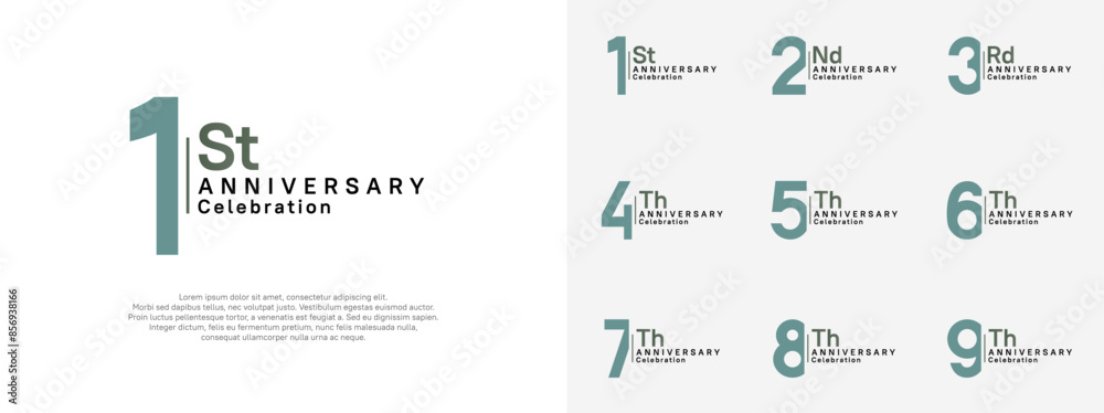 Naklejka premium anniversary vector design set green and black color for celebration day
