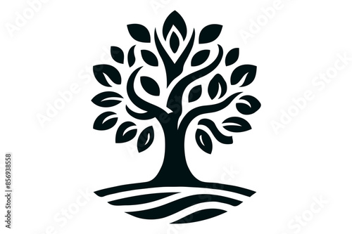 silhouette of a tree. Tree root design illustration. Tree silhouette on a white background. simple tree decor silhouette vector image