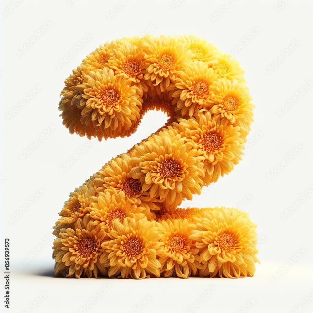 Numbers in yellow chrysanthemum color Numbers in yellow chrysanthemum color