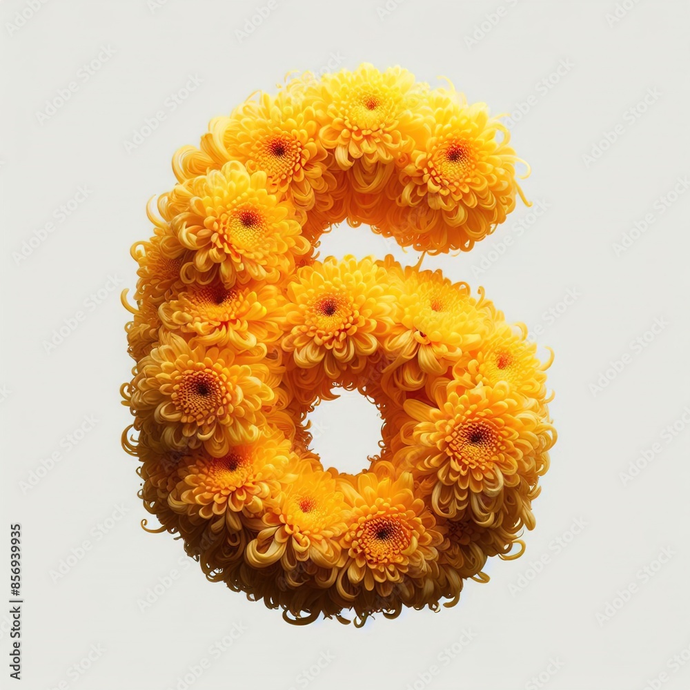 Numbers in yellow chrysanthemum color Numbers in yellow chrysanthemum color