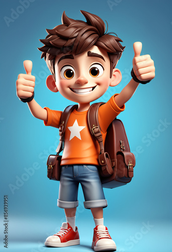 Smiling student boy with sa...
