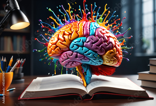 Human brain from open book....