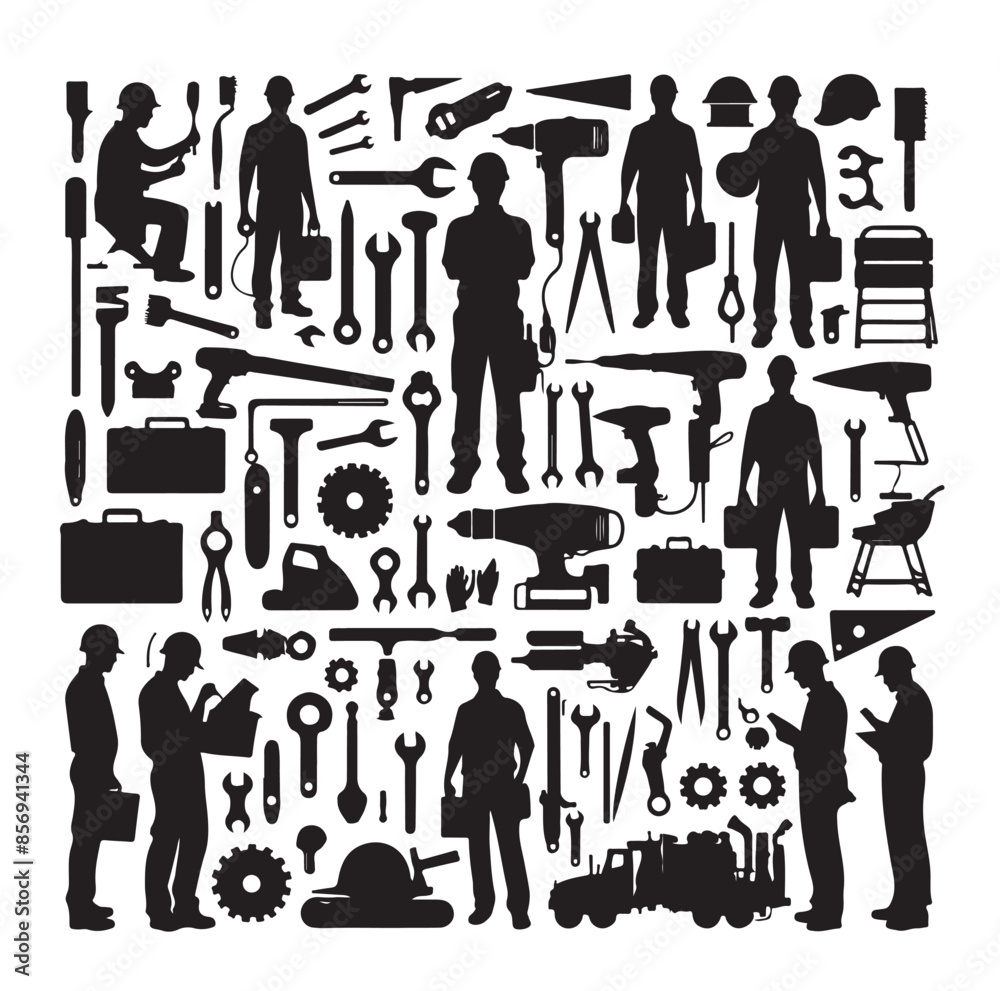 Engineering icons set on white background Engineering icons set on white background