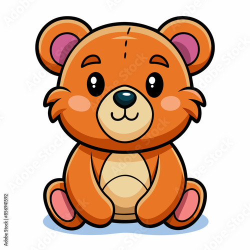 Enjoy a charming drawing of a cute cartoon teddy bear with big eyes and a warm smile