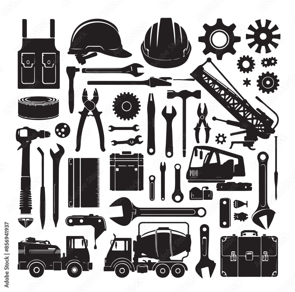 Engineering icons set on white background Engineering icons set on white background