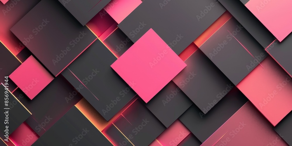Abstract Geometric Pattern with Pink and Black Squares Abstract Geometric Pattern with Pink and Black Squares