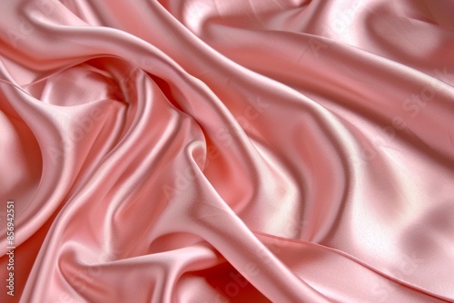 Delicate pink satin fabric flowing texture