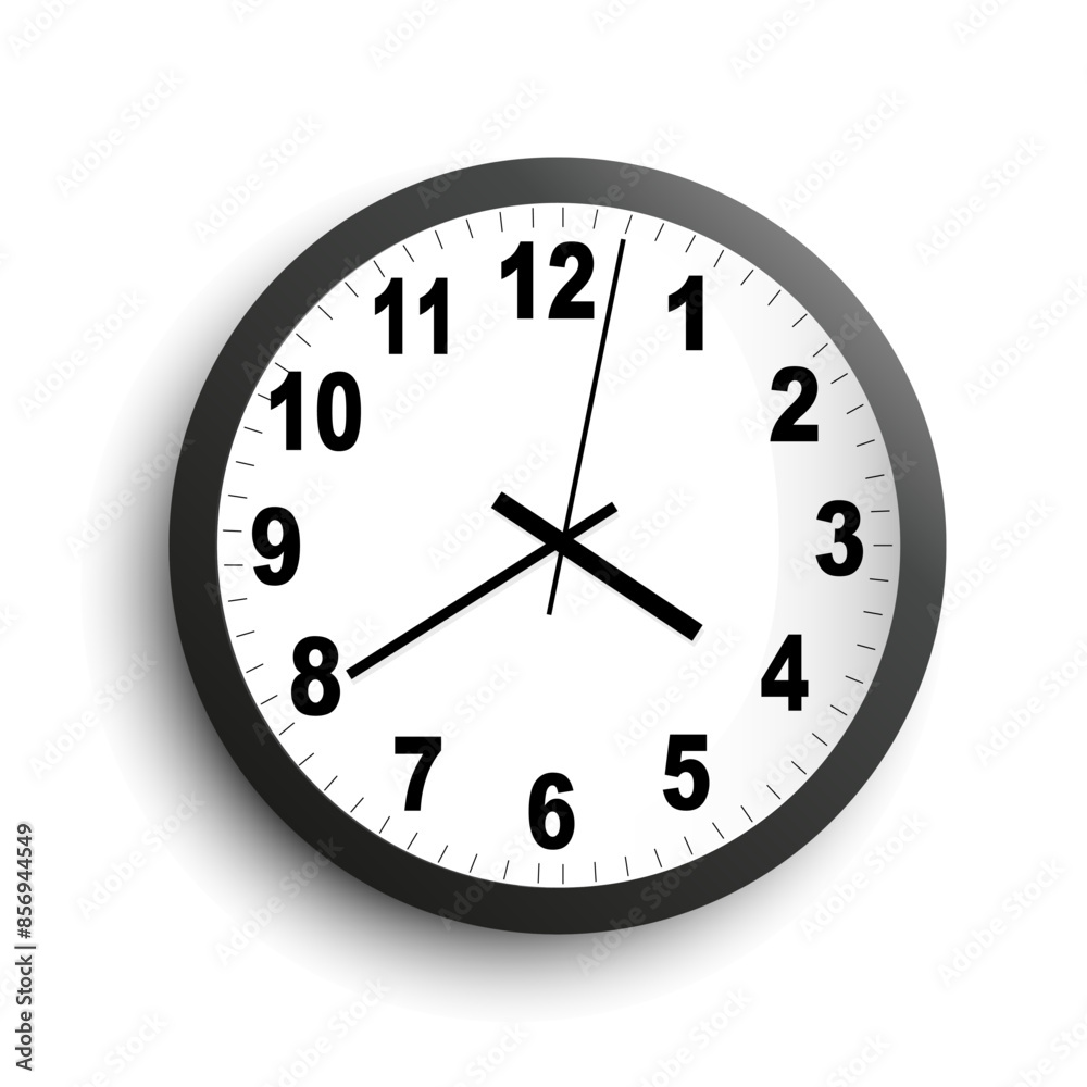 Vector black round wall clock. Vector illustration Vector black round wall clock. Vector illustration