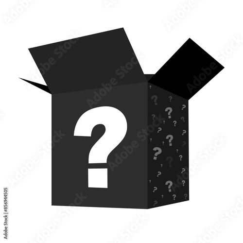Closed mysterious black box isometric icon. A secret gift. Lucky prize concept. Vector illustration isolated on white background.