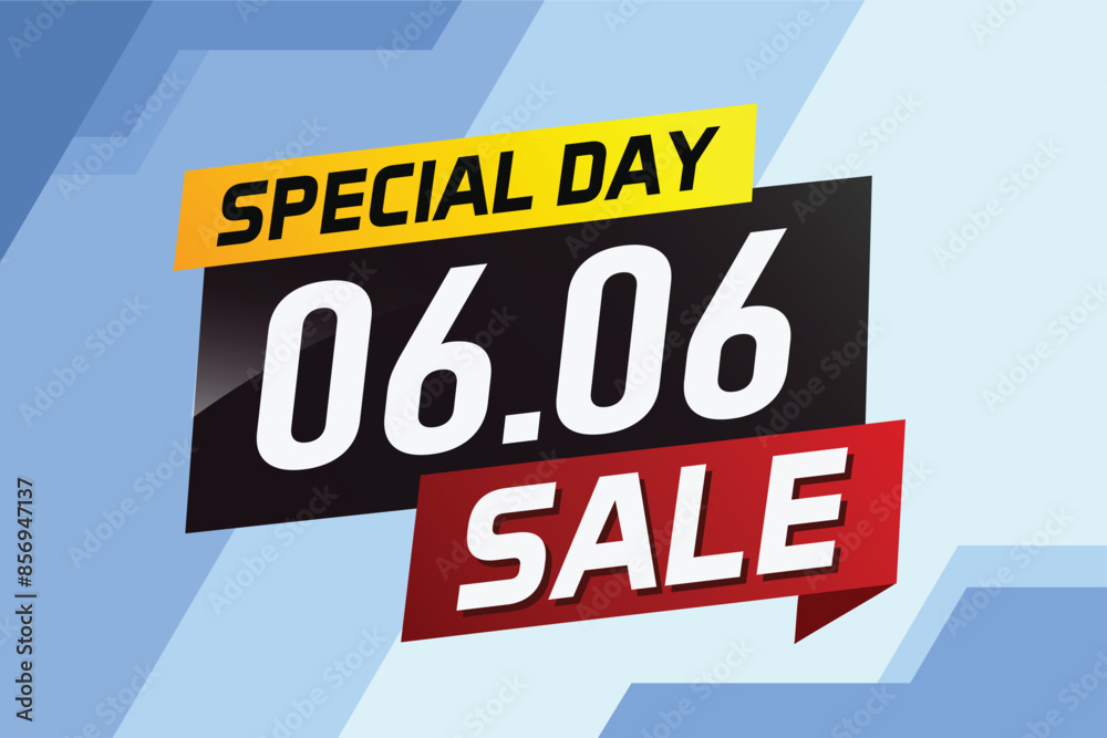 Fototapeta premium 6.6 Special day sale word concept vector illustration with ribbon and 3d style for use landing page, template, ui, web, mobile app, poster, banner, flyer, background, gift card, coupon