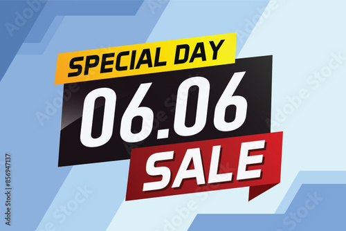 6.6 Special day sale word concept vector illustration with ribbon and 3d style for use landing page, template, ui, web, mobile app, poster, banner, flyer, background, gift card, coupon

