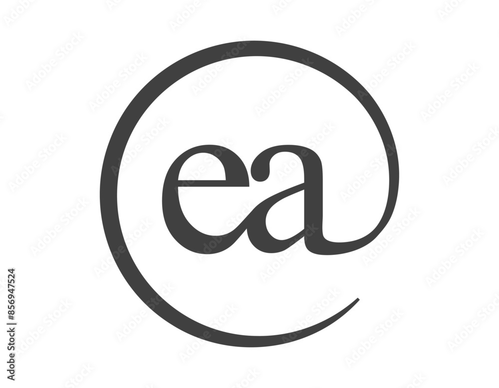 EA logo from two letter with circle shape email sign style. E and A round logotype of business company EA logo from two letter with circle shape email sign style. E and A round logotype of business company