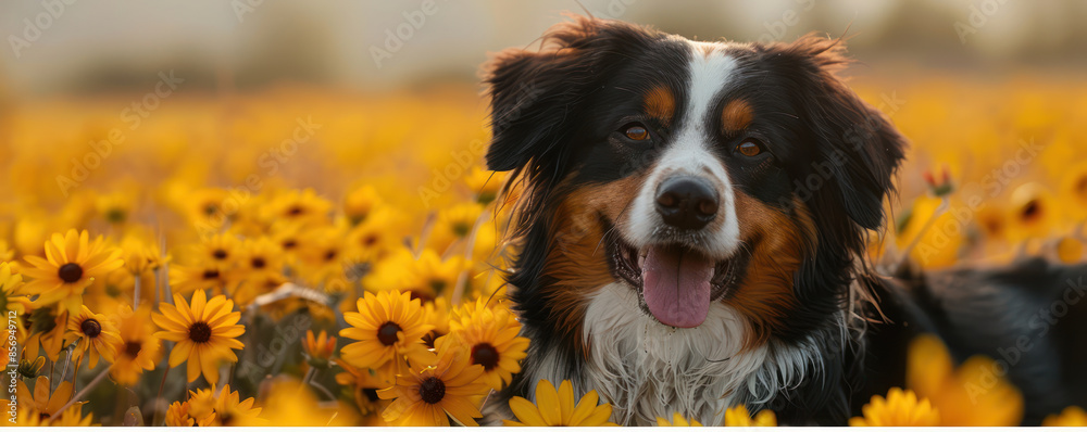 Joyful Dog Amidst Vibrant Sunflowers in a Blooming Flower Field Capturing the Beauty and Serenity of Nature in This Stunning Photograph Showing the Happiness and Playfulness of Our Furry Friends Joyful Dog Amidst Vibrant Sunflowers in a Blooming Flower Field Capturing the Beauty and Serenity of Nature in This Stunning Photograph Showing the Happiness and Playfulness of Our Furry Friends