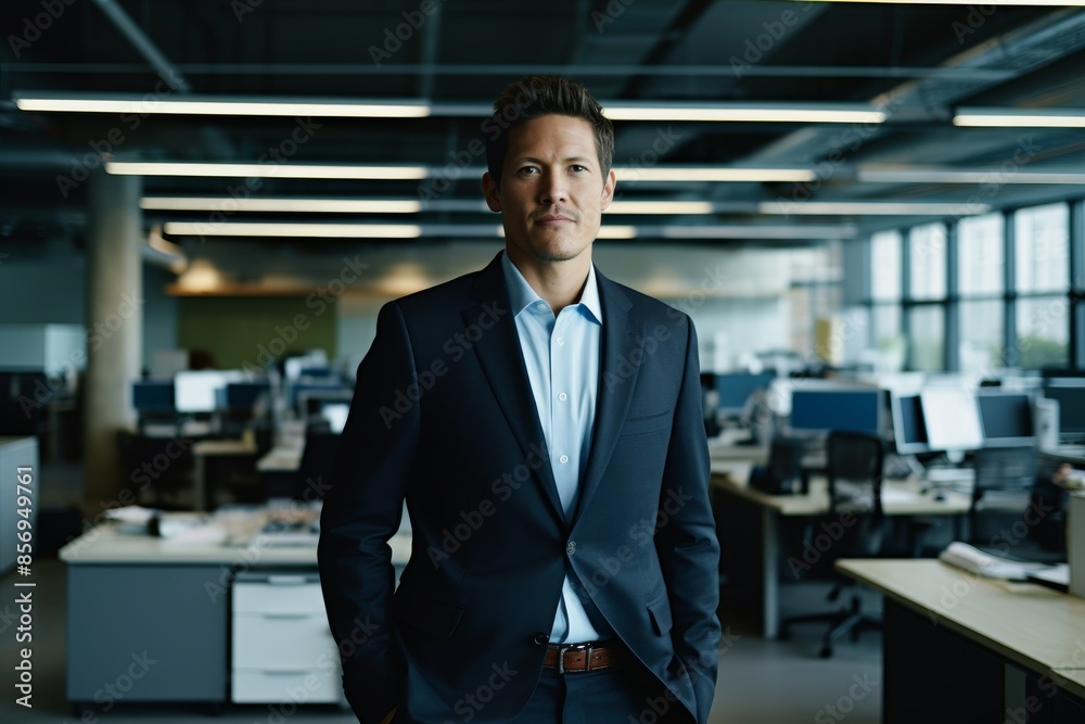 portrait of businessman standing in empty office portrait of businessman standing in empty office