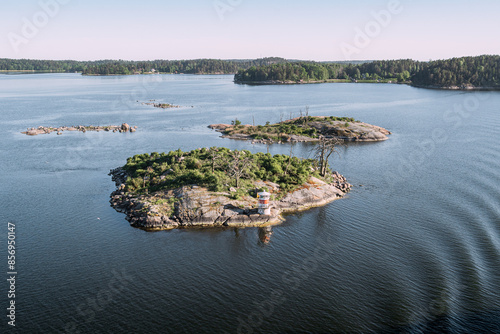 Fotografija Island with a lighthouse in the Stockholm archipelago