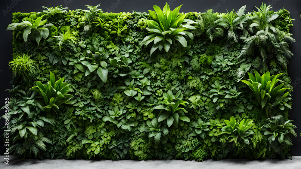 A wall covered in green plants and flowers