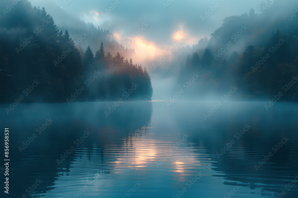 A calm and serene ascension through a luminous, misty atmosphere, A calm and serene ascension through a luminous, misty atmosphere,