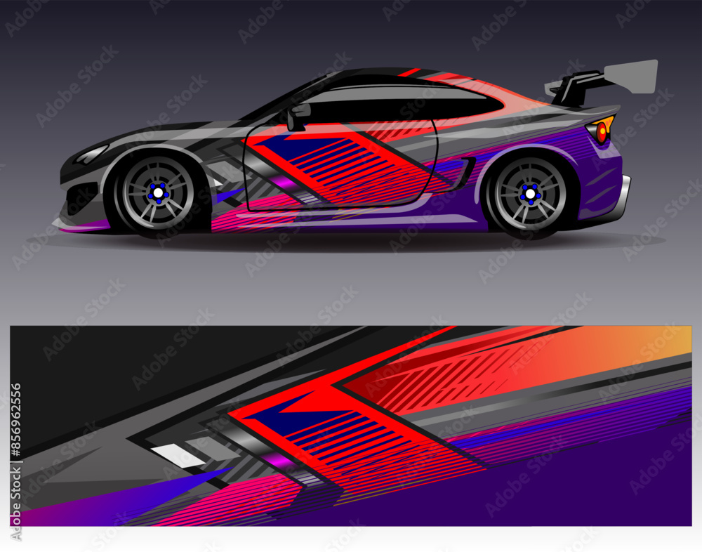 Car wrap design vector.Graphic abstract stripe racing background designs for vehicle, rally, race, adventure and car racing livery Car wrap design vector.Graphic abstract stripe racing background designs for vehicle, rally, race, adventure and car racing livery