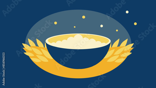 A bowl of rice with individual grains, cooked to perfection and ready to be relished as a tasty dish illustration.