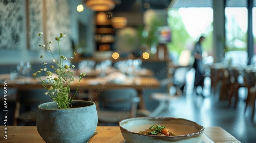 Rustic Interior with Flower Arrangement and Bowl. Rustic Interior with Flower Arrangement and Bowl.
