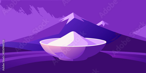 A bowl containing rice grains, expertly cooked and awaiting consumption as a delectable meal illustration.