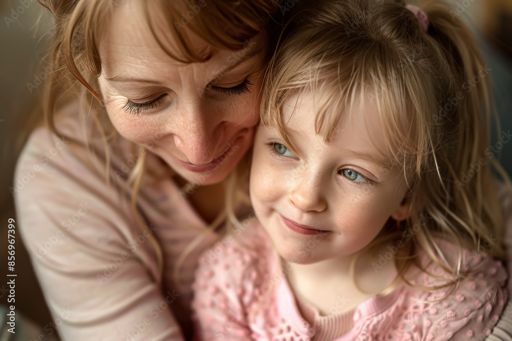 Heartwarming photo of a mother and daughter sharing an affectionate hug Heartwarming photo of a mother and daughter sharing an affectionate hug