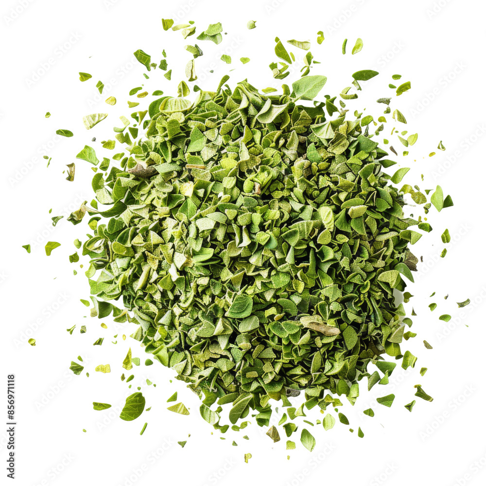 Chopped Dry Oregano Scattered - Isolated on transparent background, PNG file (Top View, Clipping) Chopped Dry Oregano Scattered - Isolated on transparent background, PNG file (Top View, Clipping)