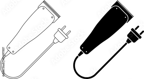 Electric hair clippers icon set