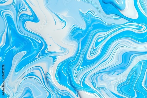 Abstract blue and white marbled texture background