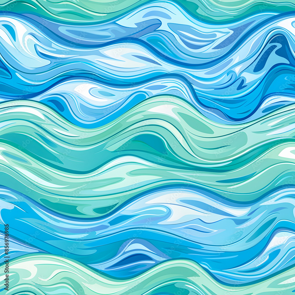 Abstract seamless pattern with blue and turquoise wavy lines resembling fluid watercolor painting in high resolution. Abstract seamless pattern with blue and turquoise wavy lines resembling fluid watercolor painting in high resolution.