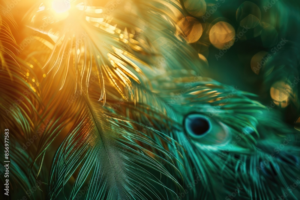 Fototapeta premium selective focus pf colored feathers background