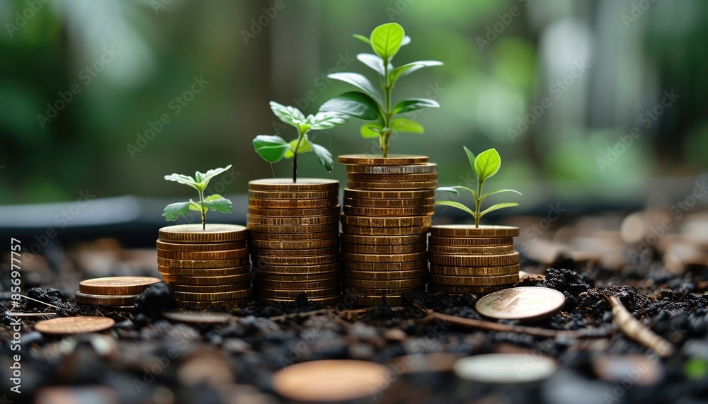 The theme of ecology, eco-friendly business, a hand holding a sprout in the greenery The theme of ecology, eco-friendly business, a hand holding a sprout in the greenery