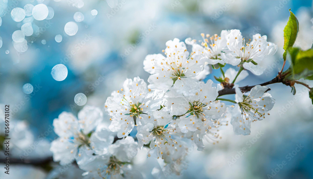 Spring. Blossoming tree brunch with white flowers Spring. Blossoming tree brunch with white flowers