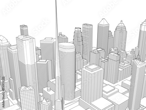 city architecture vector 3d illustration