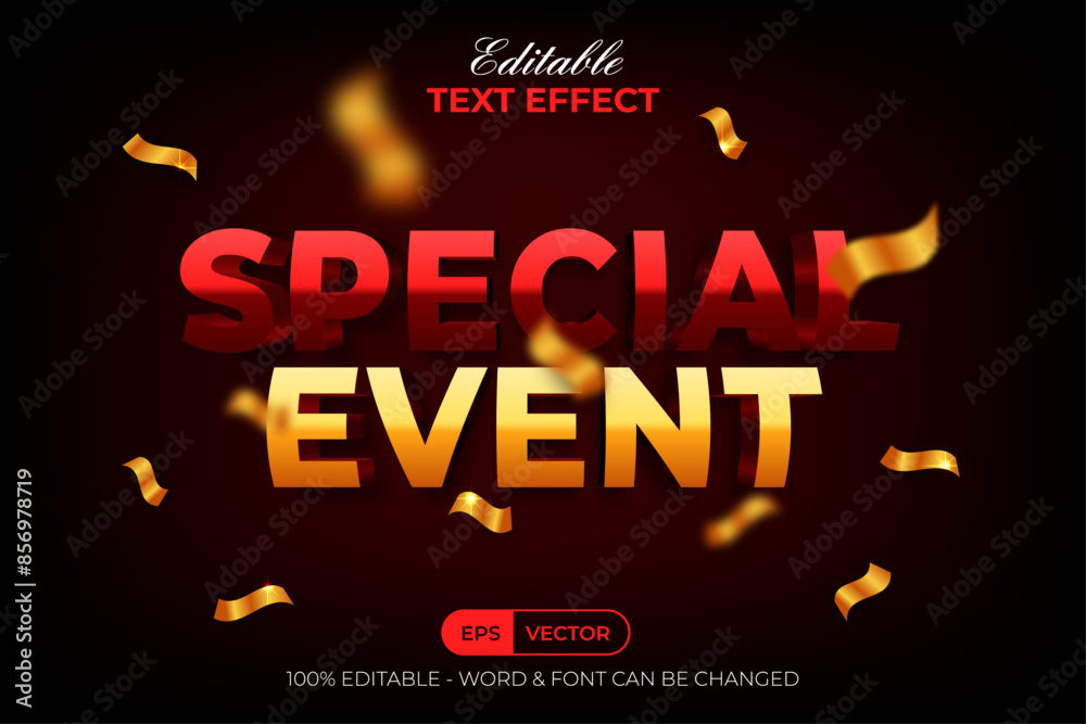 Special Event Text Effect Red And Gold Shiny Style. Special Event Text Effect Red And Gold Shiny Style.