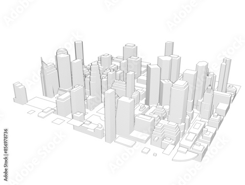 3d render of a city