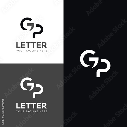 GP, PG letter logo design template elements. Modern abstract digital alphabet letter logo.