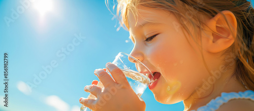 kid drinking water on summer day