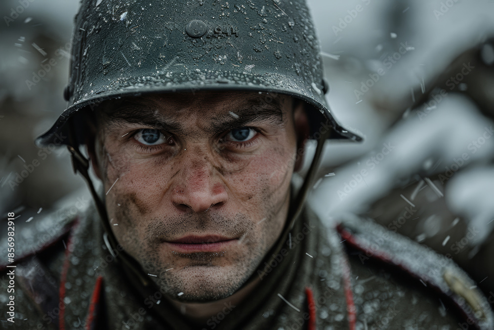 Portrait of Russian Soldier in Trenches Portrait of Russian Soldier in Trenches